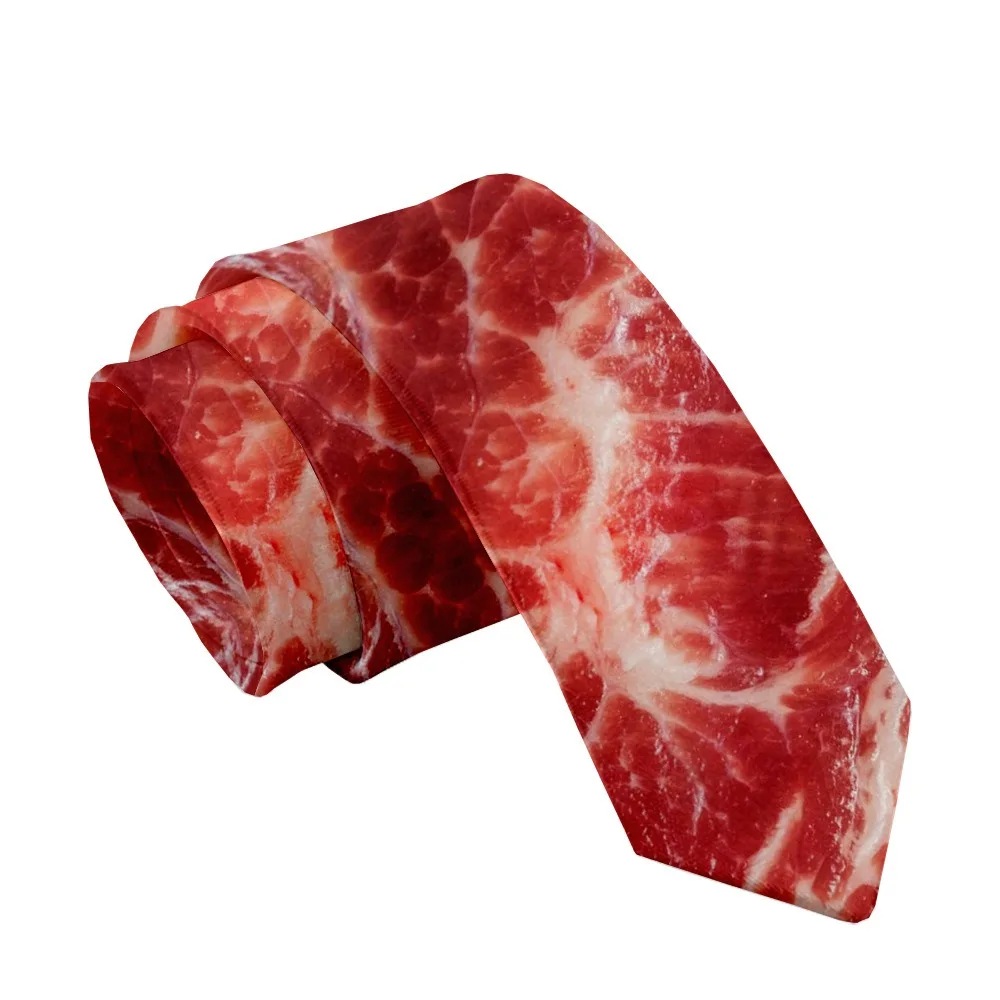 8 см дизайн в стиле мяса галстук регулируемый мягкий галстук с принтом горячей еды узкий интересный стейк еда печать мужской галстук Хэллоуин