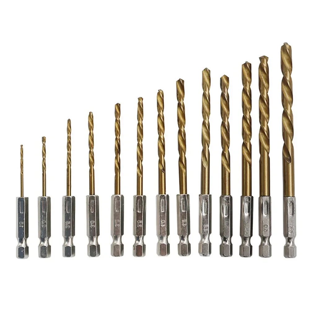 Tool Drill Bits 13pcs/set Accessories Drilling Fittings For Wood Aluminum HSS High Speed Steel Parts Replacement