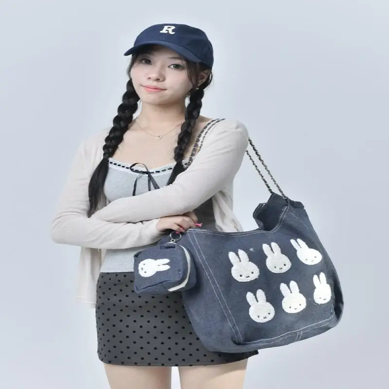 Monedero Miffy para chica japonesa, bolsa de almacenamiento de cosméticos con estampado portátil de dibujos animados, bolsa de almacenamiento de joyería para chica coreana, regalo de vacaciones ﻿