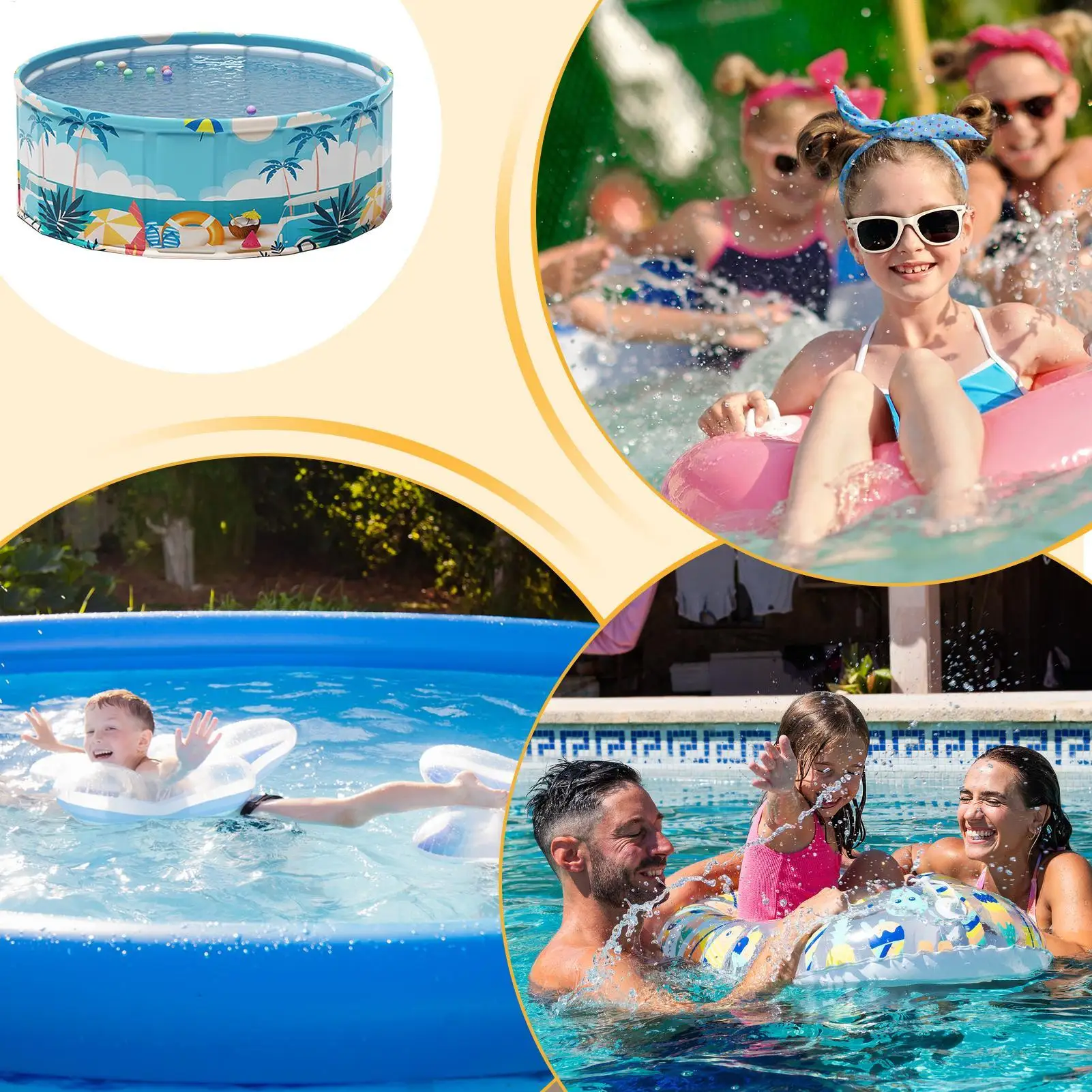折りたたみ式キッズプール、折りたたみ式ペット用子犬用ウォータープール、クイックセットアップ、子供用屋外遊具、ペット用ファミリーバスタブ、芝生、庭、パティオ用