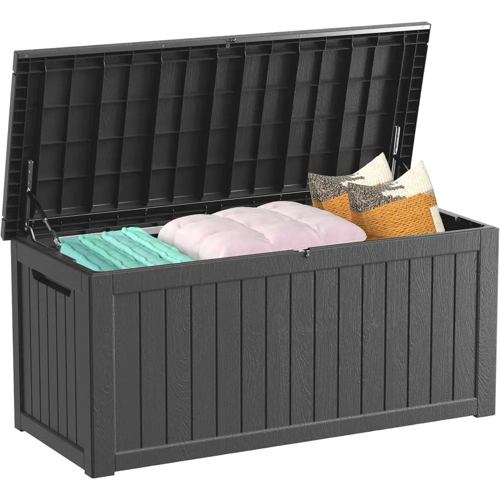 200 Gallon Weatherproof Lockable Resin Deck Box - Large Outdoor Patio Storage Bin for Pool Accessories, Cushions, Garden Tools,