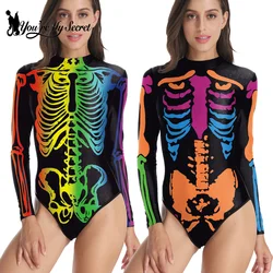 [You're My Secret] Halloween Carnival Party Cosplay Women Jumpsuit Zombie Skeleton Printed Zeitai Bodysuits Day of The Dead