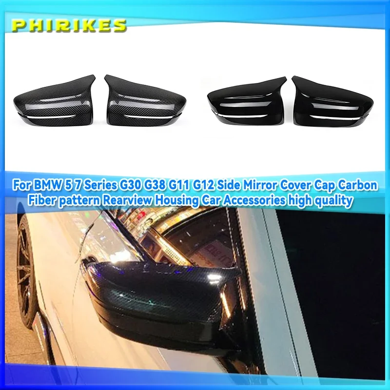 

Carbon Fiber Exterior Side Rearview Mirror Cover Trim For BMW 3/5/6/7/8-Series G11 G12 G14 G15 G16 G20 G21 G30 G31 G32 2019 2020