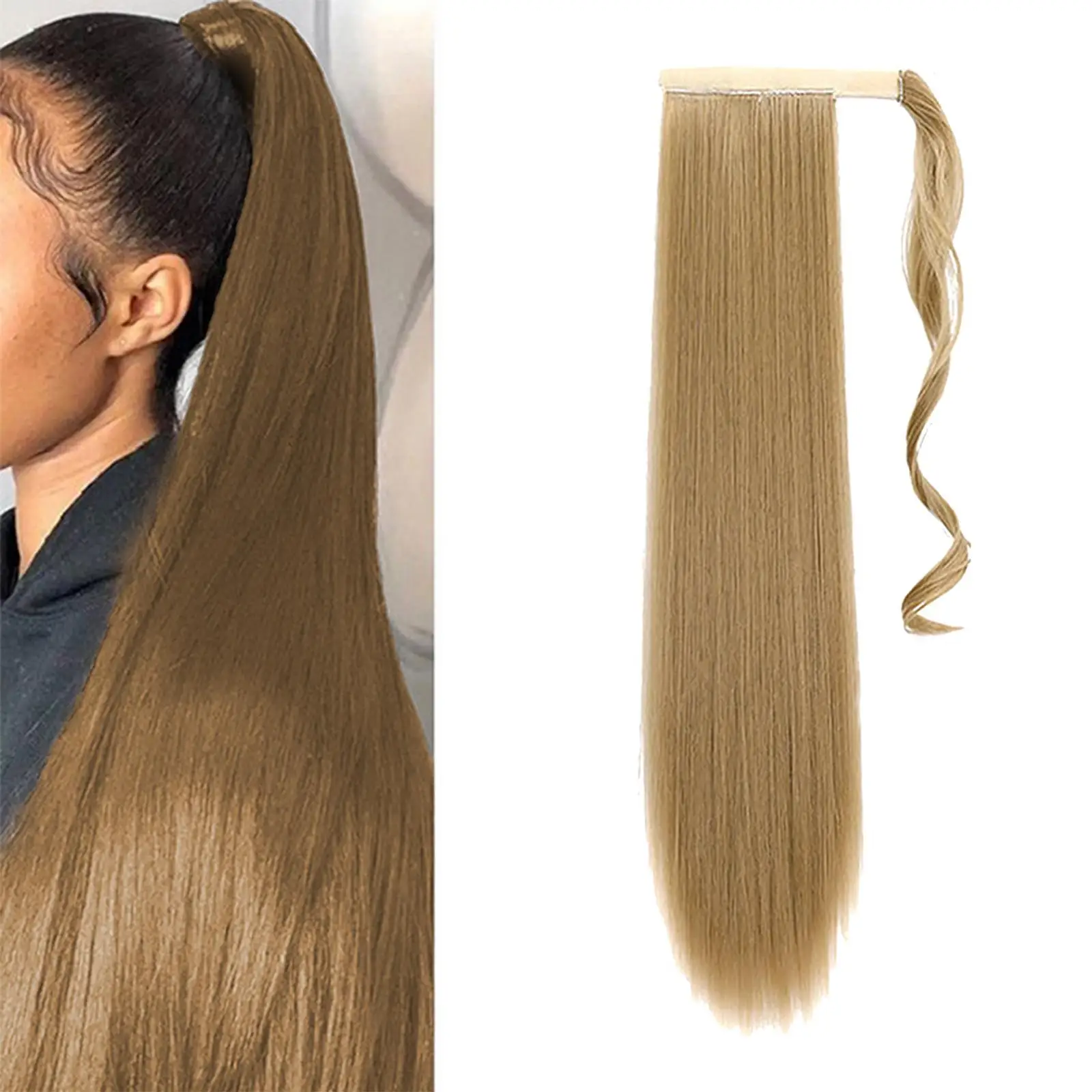 Extensión de cola de caballo recta para niñas y mujeres, belleza cabello suave como verdadero, 26 pulgadas