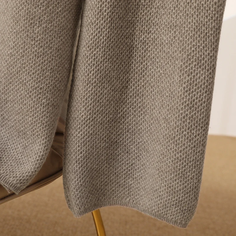 ผู้หญิงแคชเมียร์กางเกงขากว้างฤดูใบไม้ร่วงฤดูหนาว Basic Soft Casual Sashes กางเกงขนสัตว์ Merino 100% เสื้อถักรังผึ้งเข็มกางเกง