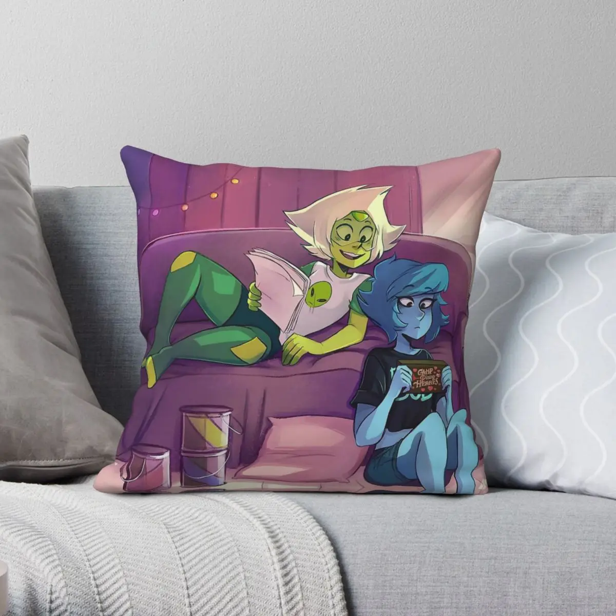 Steven Universe Lapis Lazuli Peridot Square Pillowcase Polyester Linen Velvet Creative Zip Decorative Bed Cushion Case