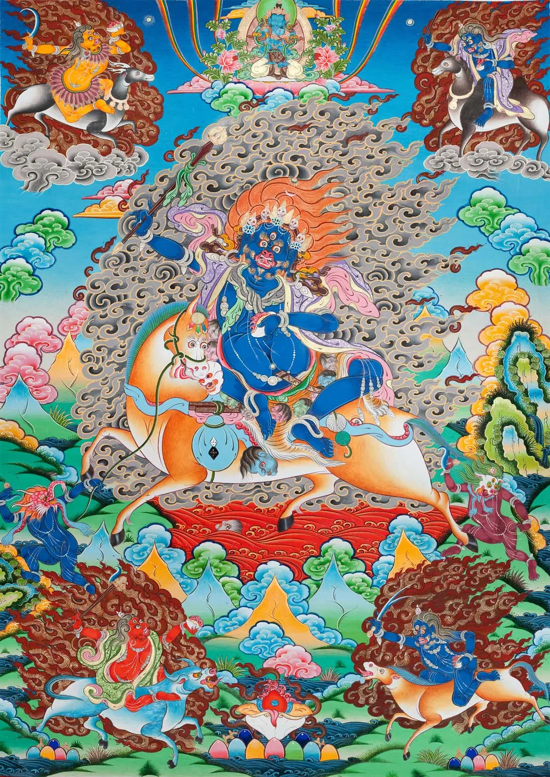 Palden Lhamo  Thangka, Magzor Gyalmo / Shri Devi,Gandhanra Tibetan Buddhist Thangka Art,Giclee Printed and Hand Framed,47