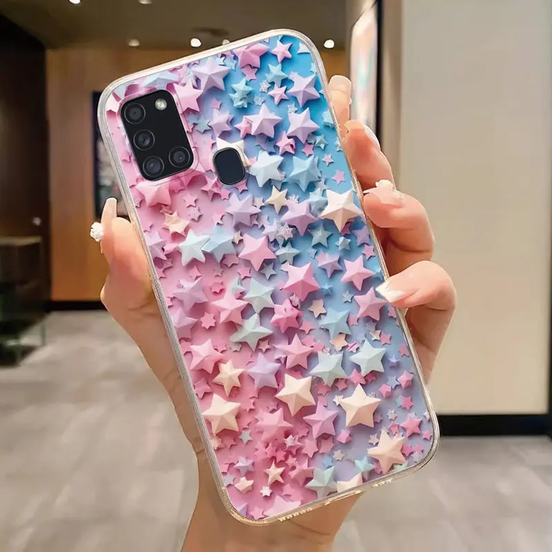 For Samsung Galaxy A10 A11 M11 A21s A20 A30 M10S A20E A20S A56 Case Butterfly Oil Flower Clear Phone Cover Soft Bumper Fundas