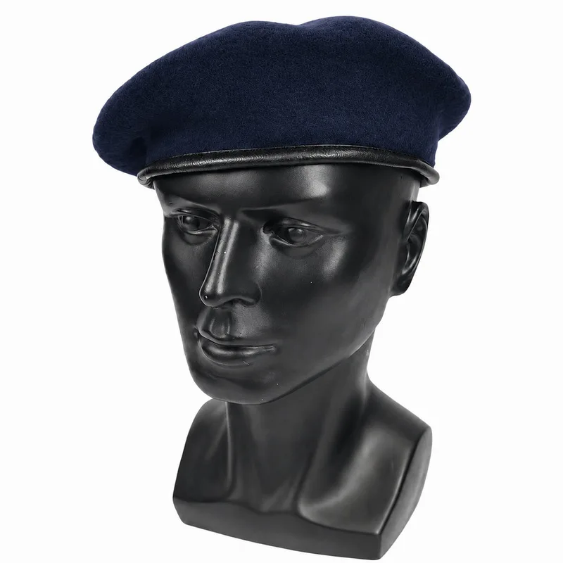 Man Solid Color 100% wool beret with leather trim student ProfessionFrench British retro versatile Professional Hats