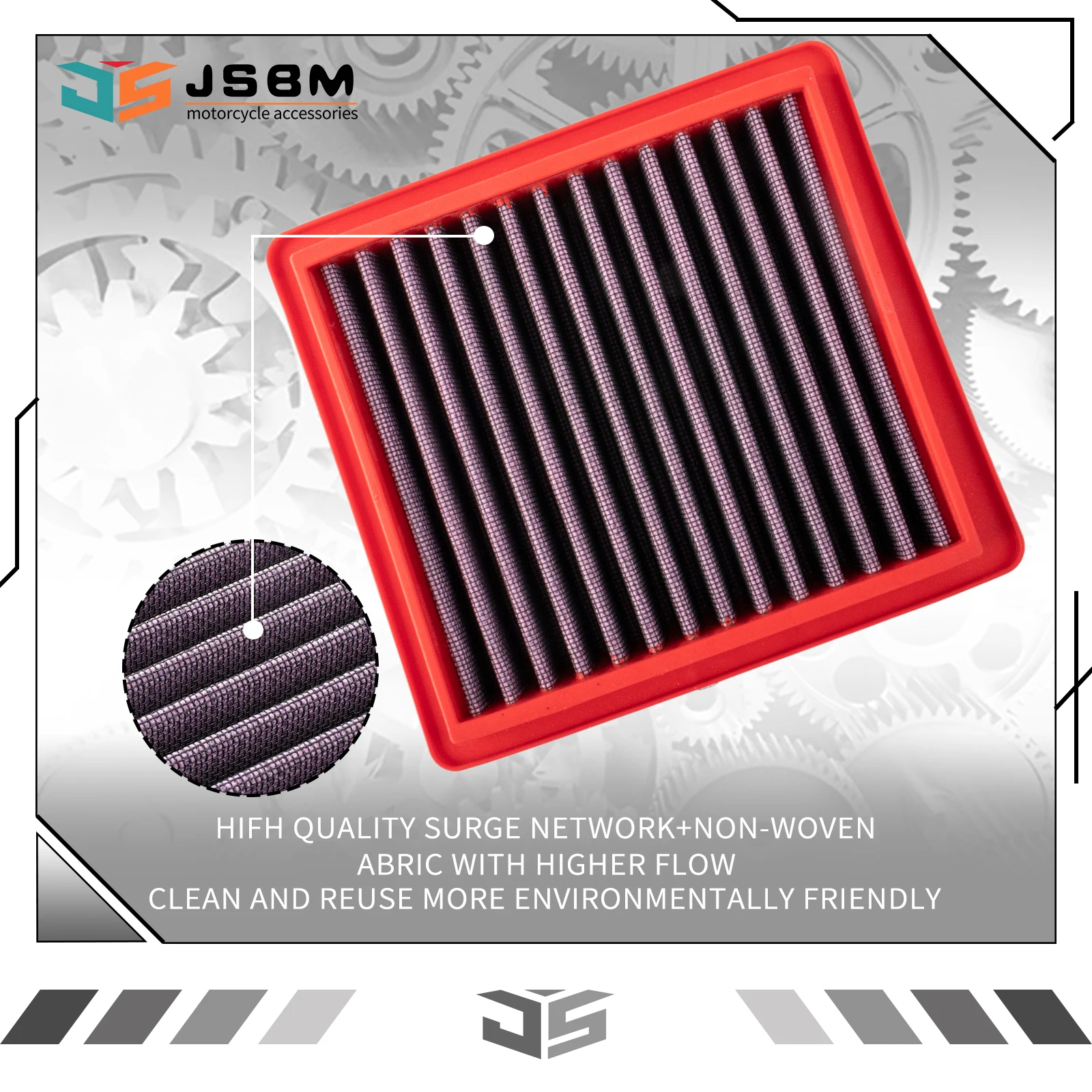 JSBM Motorcycle Accessories Washable High Flow Air Filter For SUZUKI GSX150F GIXXER 155 Engine Intake Cleaner Element