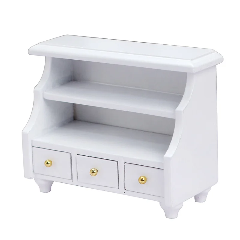 1:12 miniatuur meubilair poppenhuisaccessoires miniatuur scène houten witte lage kast handdoekkast poppenhuis ornament speelgoed