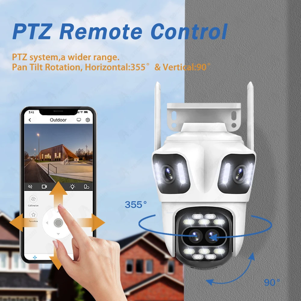 كاميرا iCsee 8X Zoom 16MP خارجية واي فاي IP اتجاهين مراقبة الصوت والفيديو PTZ كاميرا أمان لاسلكية للكشف عن الإنسان CCTV IP