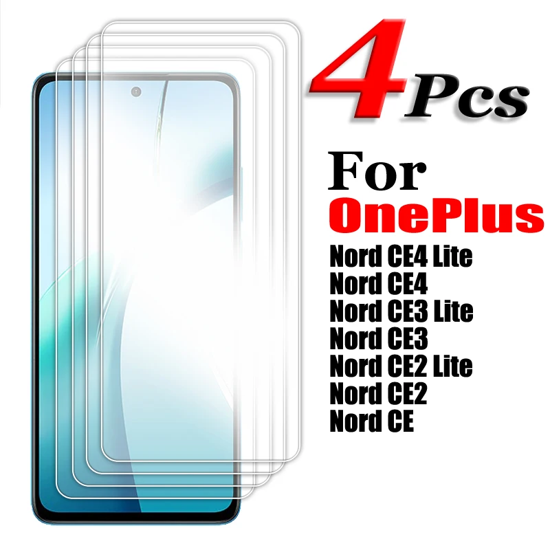 

4/3/2PCS For OnePlus Nord CE4 Lite Glass For Nord CE CE2 CE3 CE4 Lite Screen Protector Transparent HD Protective Tempered Glass