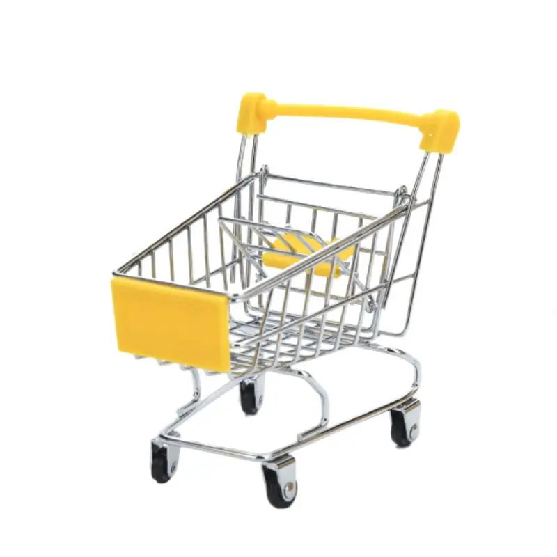 Mini Supermarket Hand Trolley Shopping Utility Cart Storage Basket Pretend Kids Toy 10 Colors