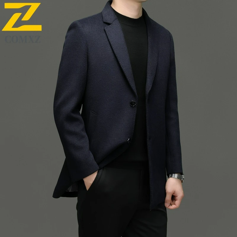 

Men Wool Suit Jacket 2025 Winter Fashion Classic Business Single Breasted Style Coat Premium Suit Collar Casual Jackets