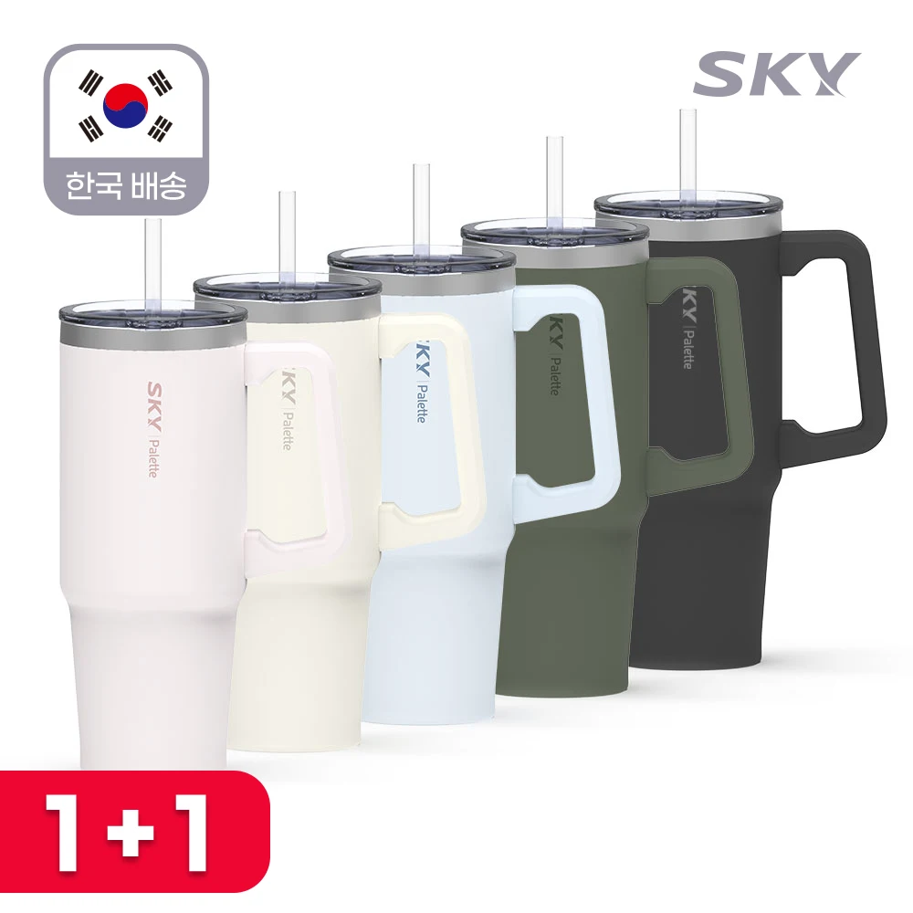 [1+1] Sky Palette Insulated Tumbler 900ml + Straw Thermos Water Bottle Thermos Lock&Lock Style Water Cup Gym 887
