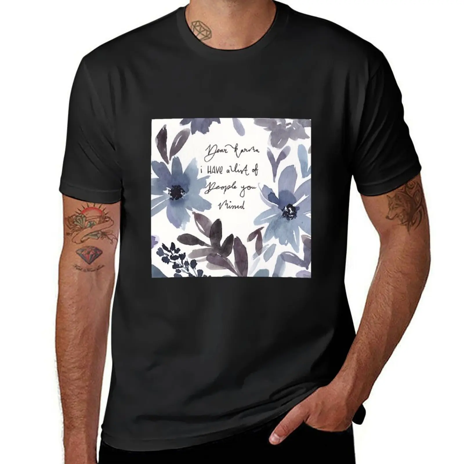 Dear Karma Watercolor & Hand Lettering T-Shirt plus size tops animal prinfor boys mens tall t shirts