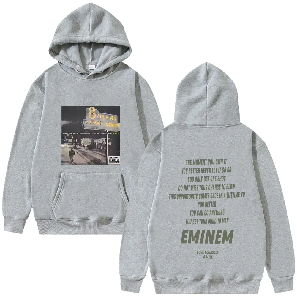 Rapper Eminem 8 Mile Graphic Hoodie Men Women Hip Hop Fashion Pop Music Streetwear Male Oversized Fleece Cotton Pullover Hoodies