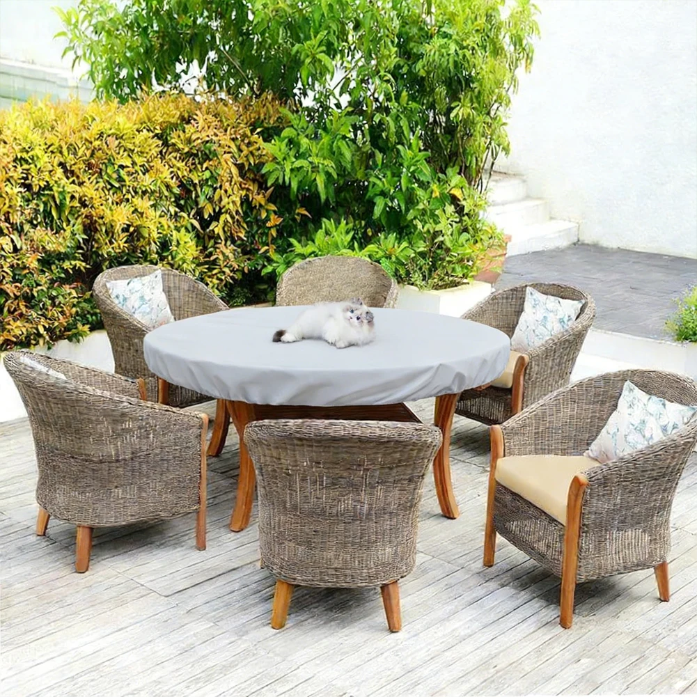 

Водонепроницаемый круглый чехол для стола из материала Оксфорд 600D, подходит для садовых столов и уличной мебели.