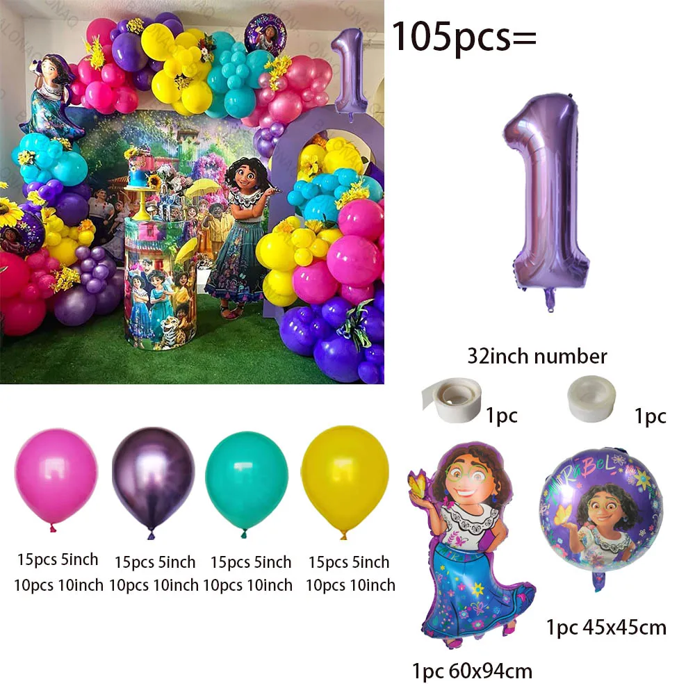 Encanto Balloon Mirabel Isabella Number Balloons Set Disney Party Decorations Cartoon Birthday Decorations Girl Balloon Supplies