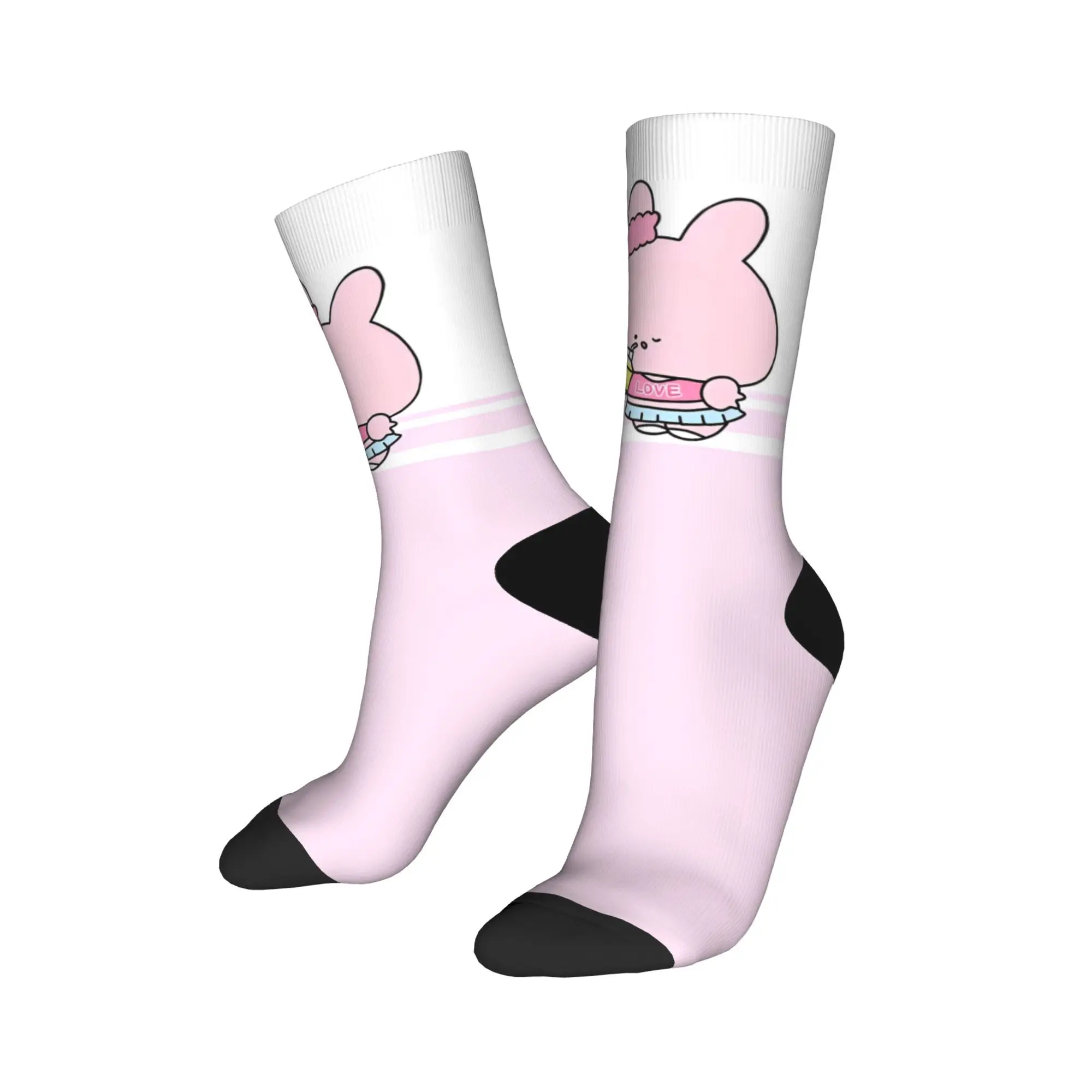 

Colorful Asamimichaan Cute Asamimi Rabbit Sports Socks Polyester Crew Socks for Unisex Non-slip,