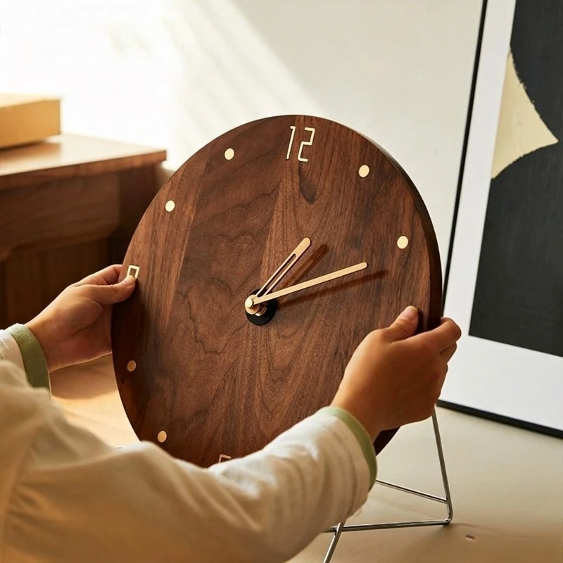 American Wall Clocks Minimalist Solid Wood Silent Wall Clocks Office Supporting Frame Wall Clock Ornament Villa Home Decoration