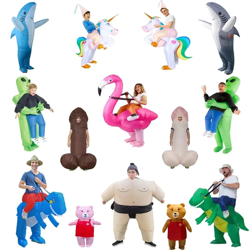 Adult Kids Inflatable Dinosaur Costume Costume Alien Sumo Bear Halloween Christmas Party Costumes Cosplay Blow Up Dresses