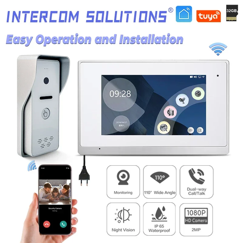 

Competitive Price Smart Home Intercom Doorbell System CAT5 CAT6 Wired Tuya Video Intercom With Certification