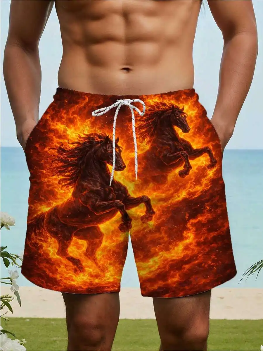 

Men Casual Drawstring Waist Loose Shorts White