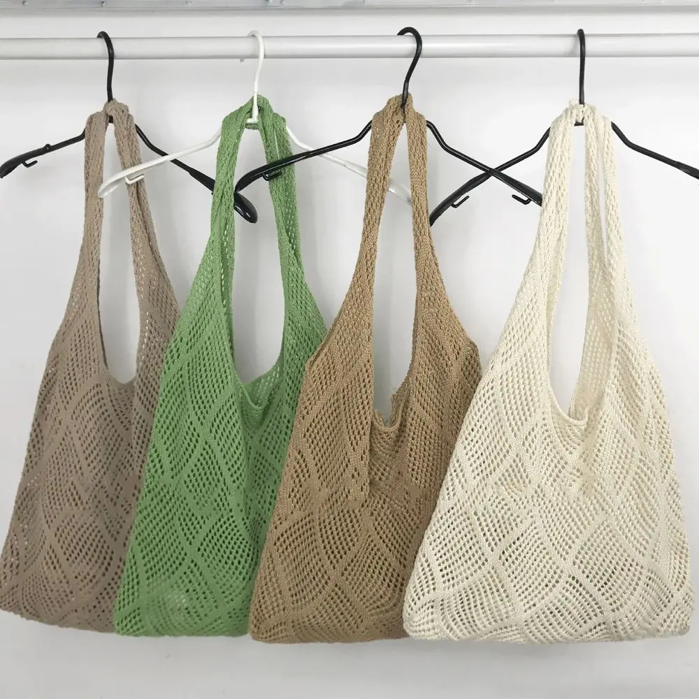 

Fashion Woven Hollow Shoulder Bags Crochet Bag Shopping Tote Knitting Handbags