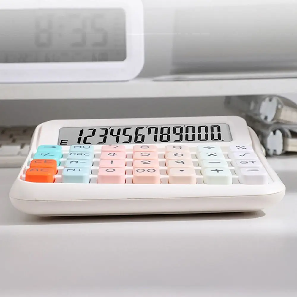

Милый 12-значный калькулятор, простой в использовании настольный калькулятор ярких цветов, противоскользящий планшет на батарейках, финансовый калькулятор