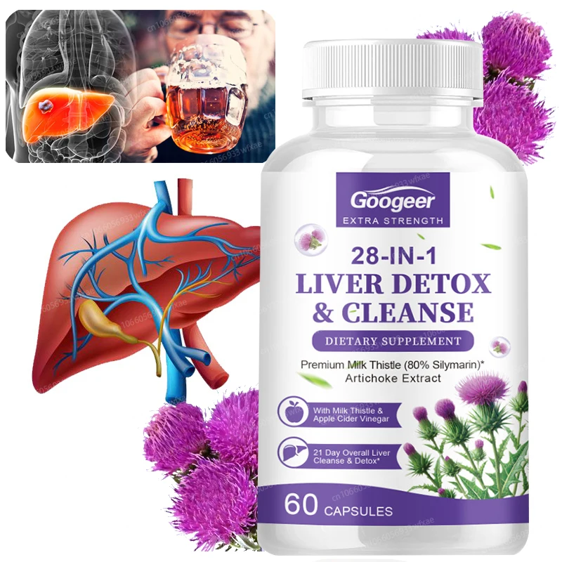 28 In 1 Milk Thistle Extract Liver Detox Cleansing Capsules Dandelion Silybum Marianum for Liver Health Supports Liver Function