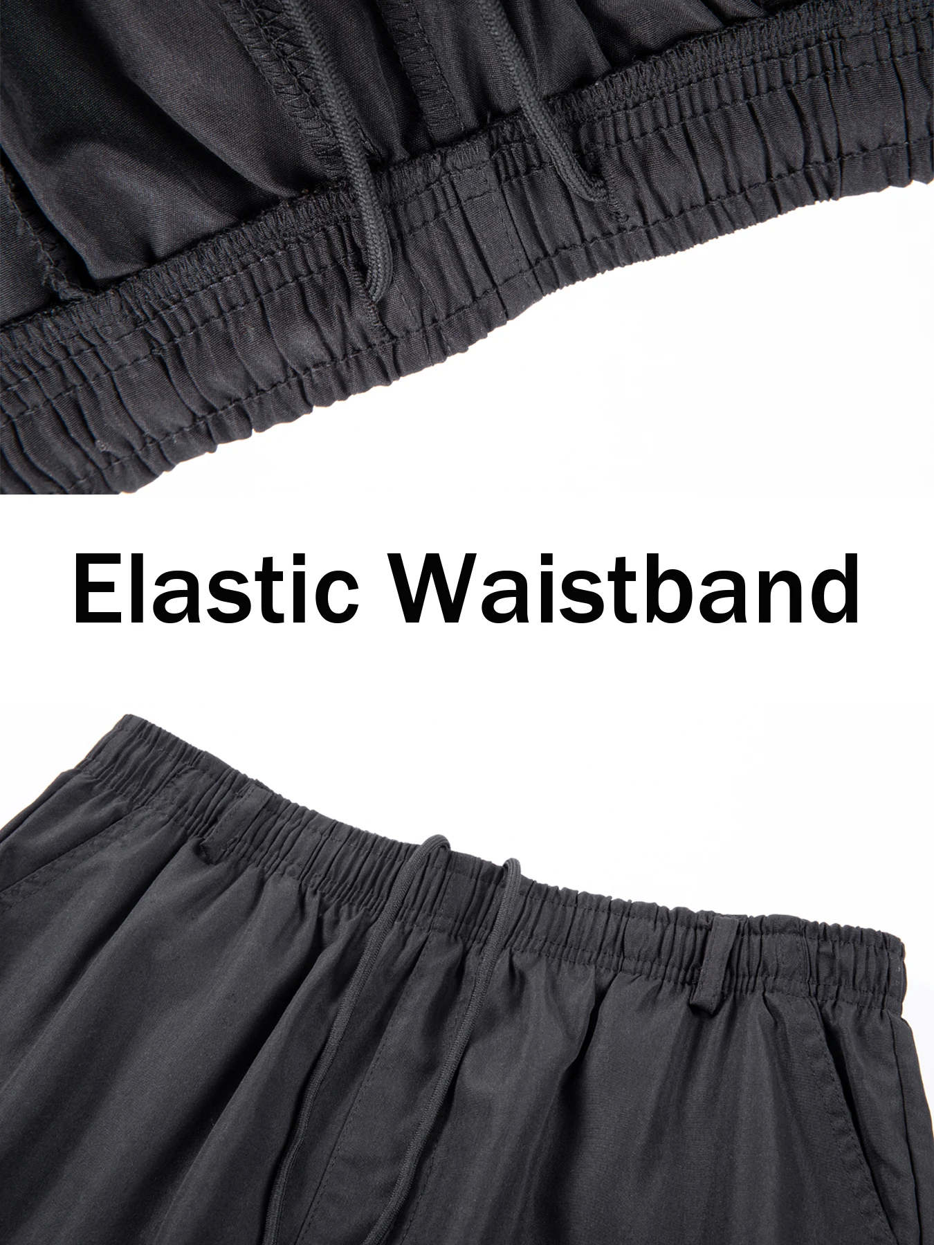 Sommer Herren Casual Einfarbige Cargo-Shorts Multi-Taschen Kordelzug Elastischer Bund Outdoor-Aktivitäten Wandern Angeln Halbhosen – Detail 4