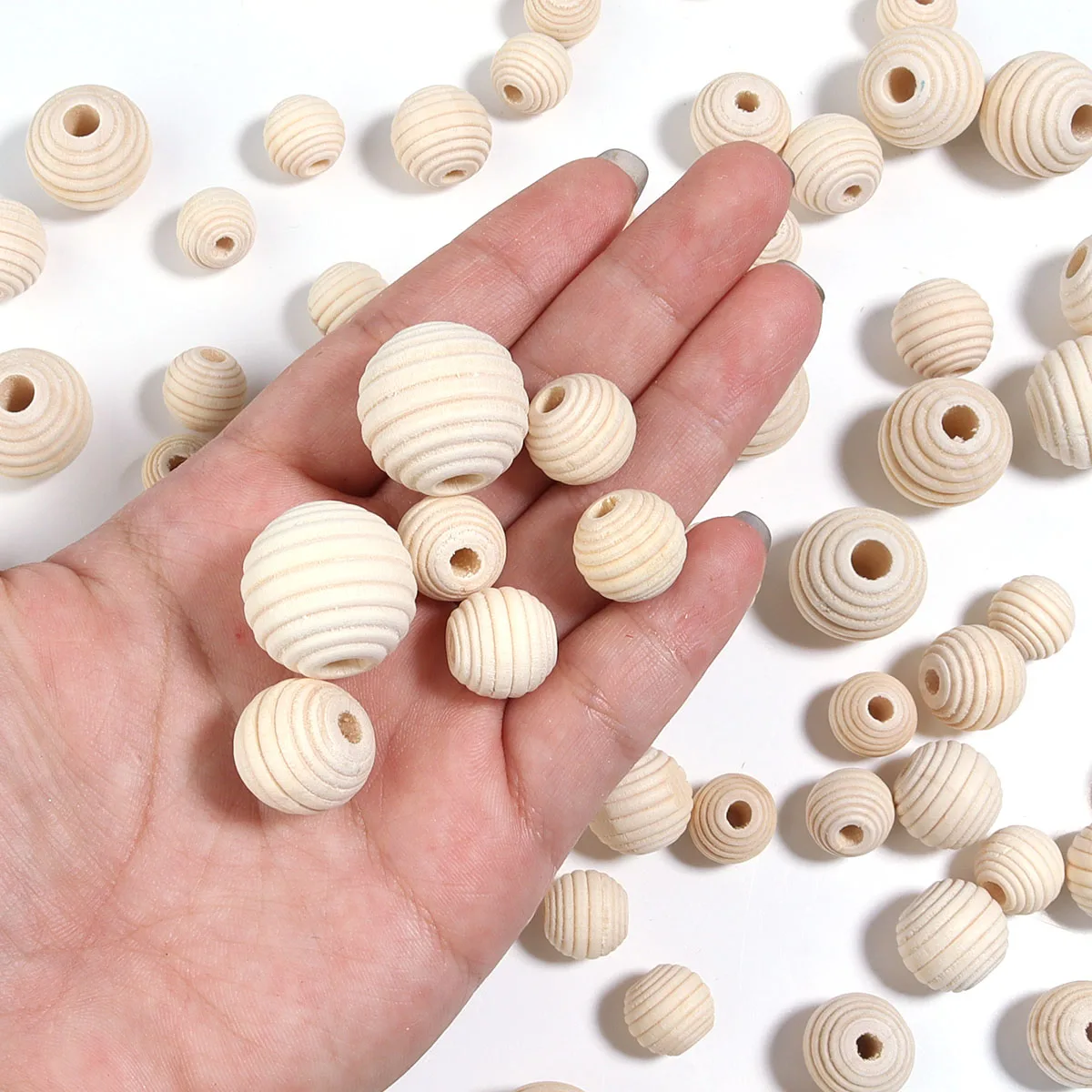 20-50pcs/lot Natural Wooden Beads Threaded Wooden Loose Beads For Necklace Bracelet Charms For DIY Jewelry Making Accessories