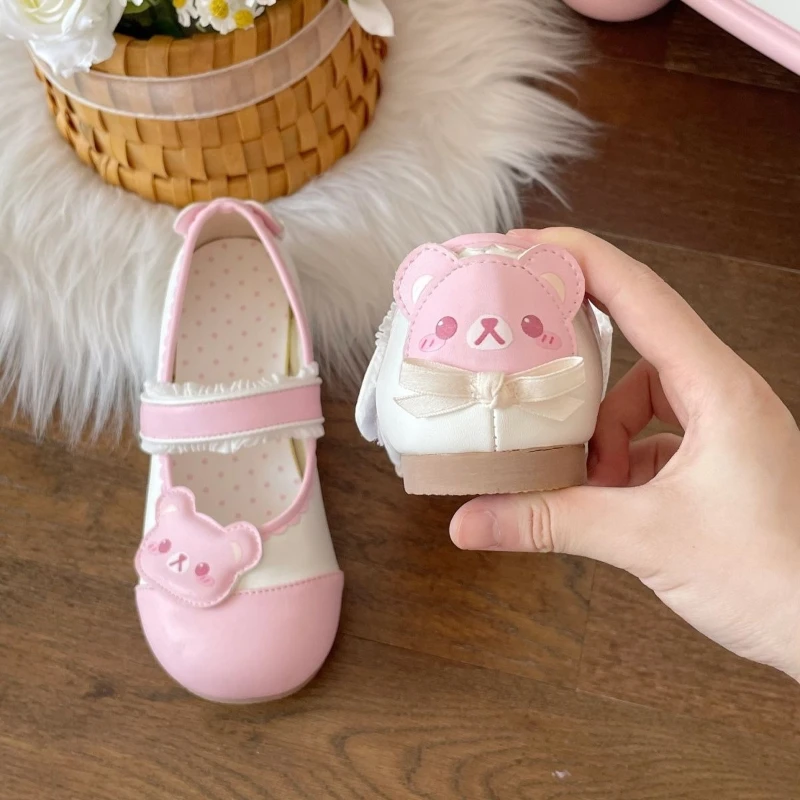 Original Sweet Girl Cute Lolita Princess Leather Shoes Women New Color Blocking Round-toe Low-top Shoes Birthday Mary Jane Shoes