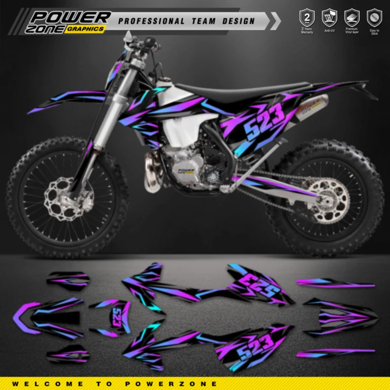 

PowerZone Custom Team Graphics Backgrounds Decals Stickers Kit For KTM SX SXF MX 16-18 EXC XCW Enduro 17-19 125 to 500cc 141