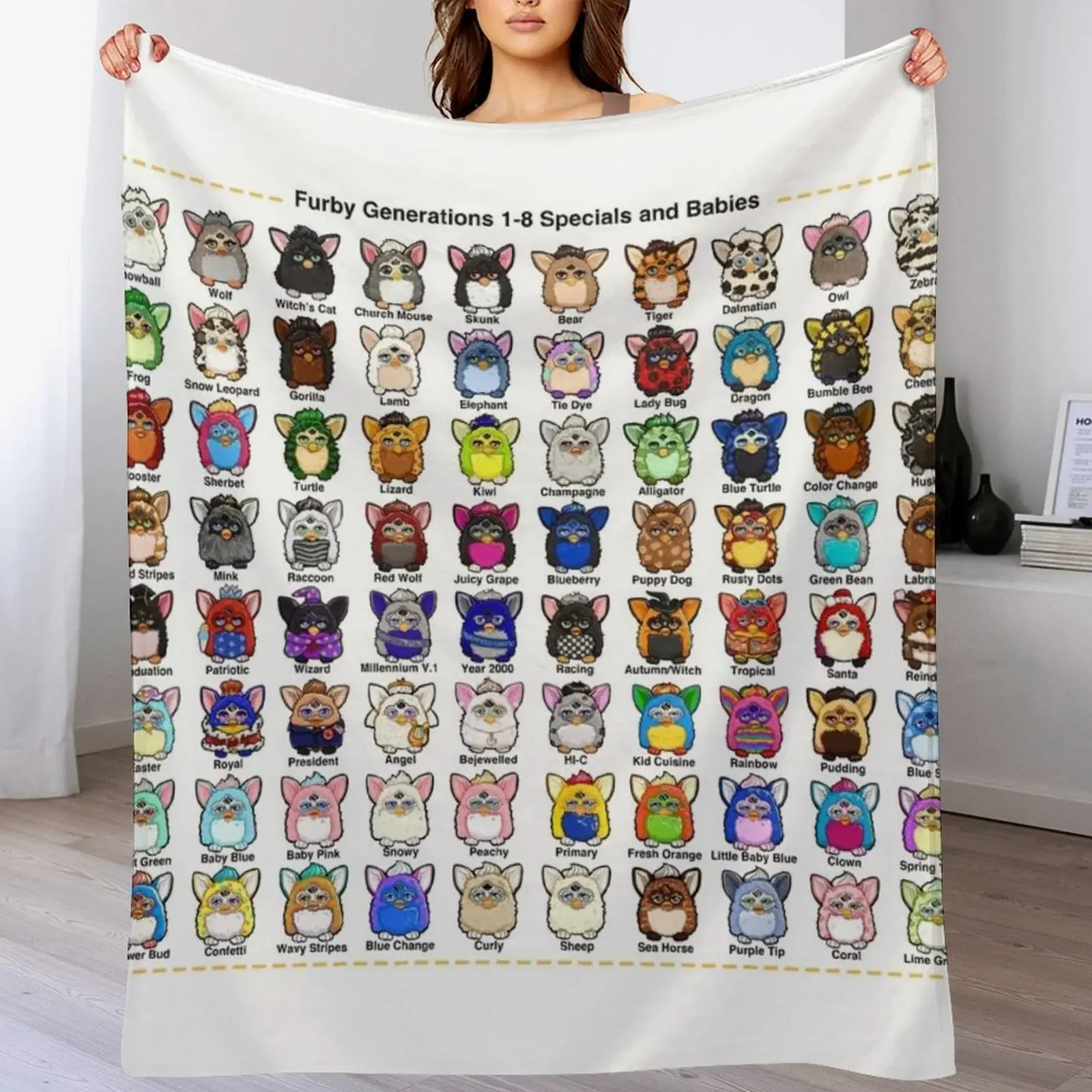 

Furby Collection Throw Blanket Thermals For Travel Vintage for winter Multi-Purpose Blankets