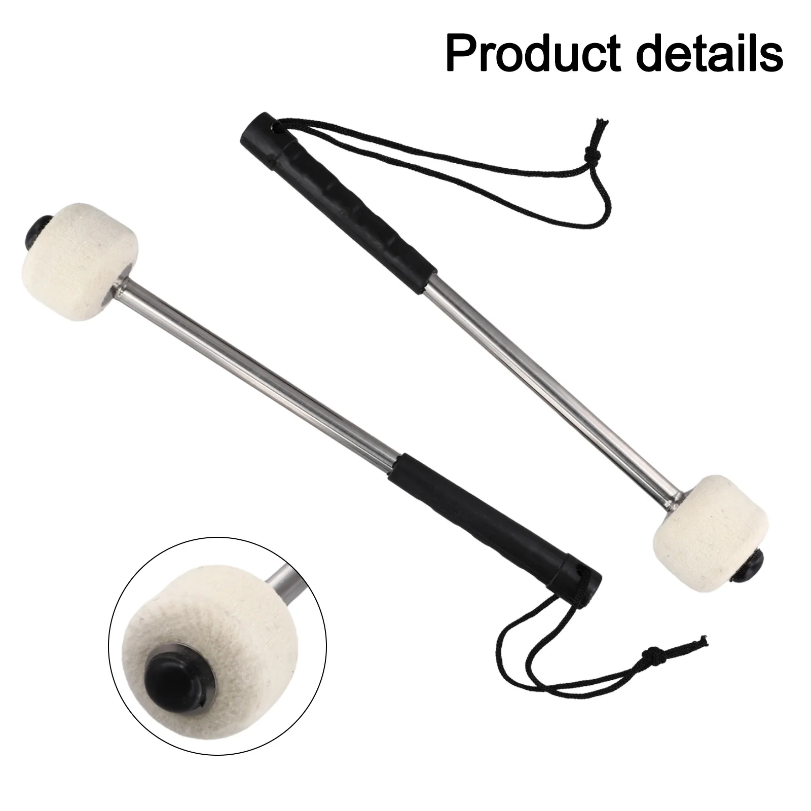 Strong Performance 2 Pcs of Reliable Bass Drum Mallets Featuring Elasticity Focused Wool Felt Head Construction