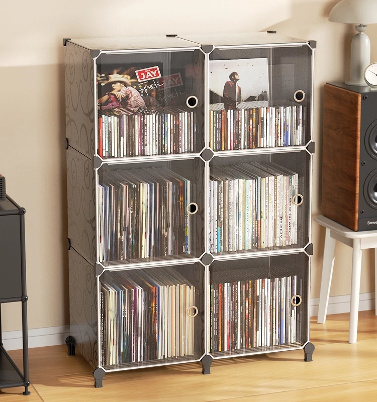 12-Inch Vinyl Record Holder Album Old Record  Cabinet Bookshelf Classification Display Cabinet Black Plastic Storage Organizer