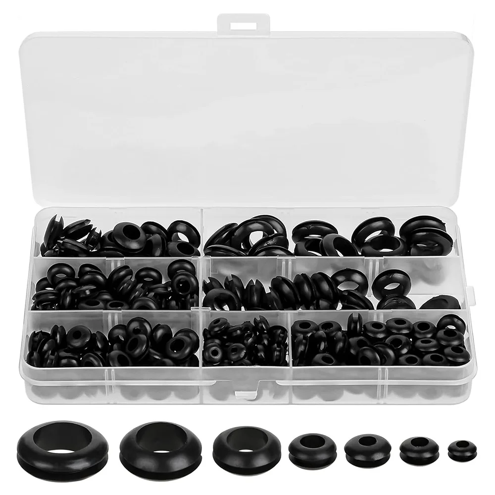 260pcs Nitrile Rubber Black Rings Gasket Protective Coil Double-sided Wire Sleeve O-ring Seal Protection