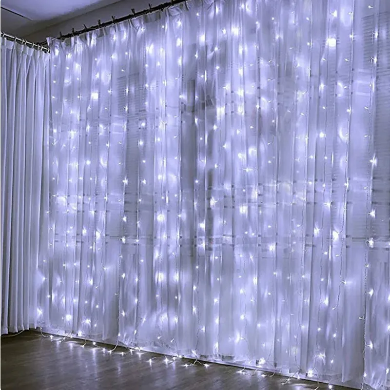 

6M X3M 600Leds Curtain Light Strings Waterproof Xmas Wedding Party Festival Background Decoration Flash Fairy String Light Lamp