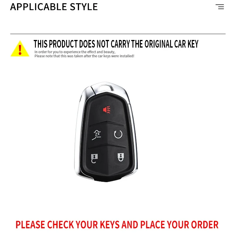 Car Key Shell Case Cover for Cadillac ATS CT6 CTS DTS XT5 Escalade ESV SRX STS XTS ELR 2014 - 2018 Remote Key Holder Keychain