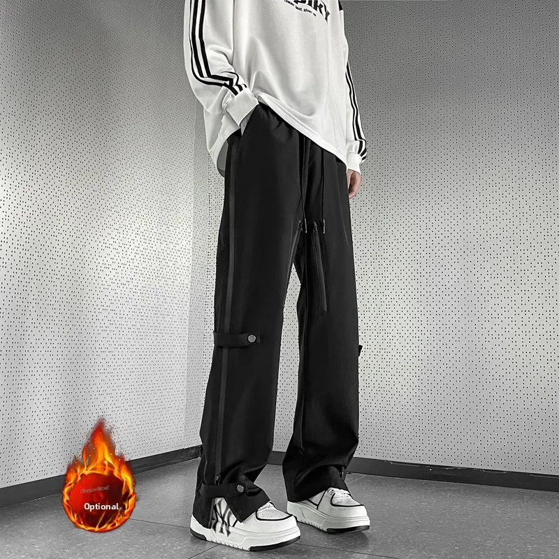 

Outdoor Windproof Waterproof Thiened Fce Lined Straight Leg Workwear Trousers for Men Winter Casual Faion Street Sle