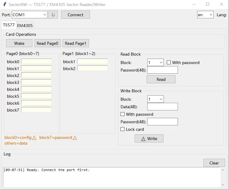 RFID 125Khz SectorRW T5577 EM4305 Sector Read Write Module with software