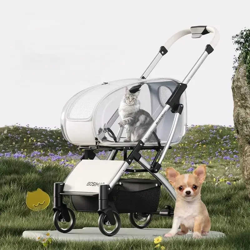 

Portable Transparent Dog Stroller For Small Medium Dogs Lightweight Foldable Detachable Pet Walking Cart Outdoor Travel Carrier