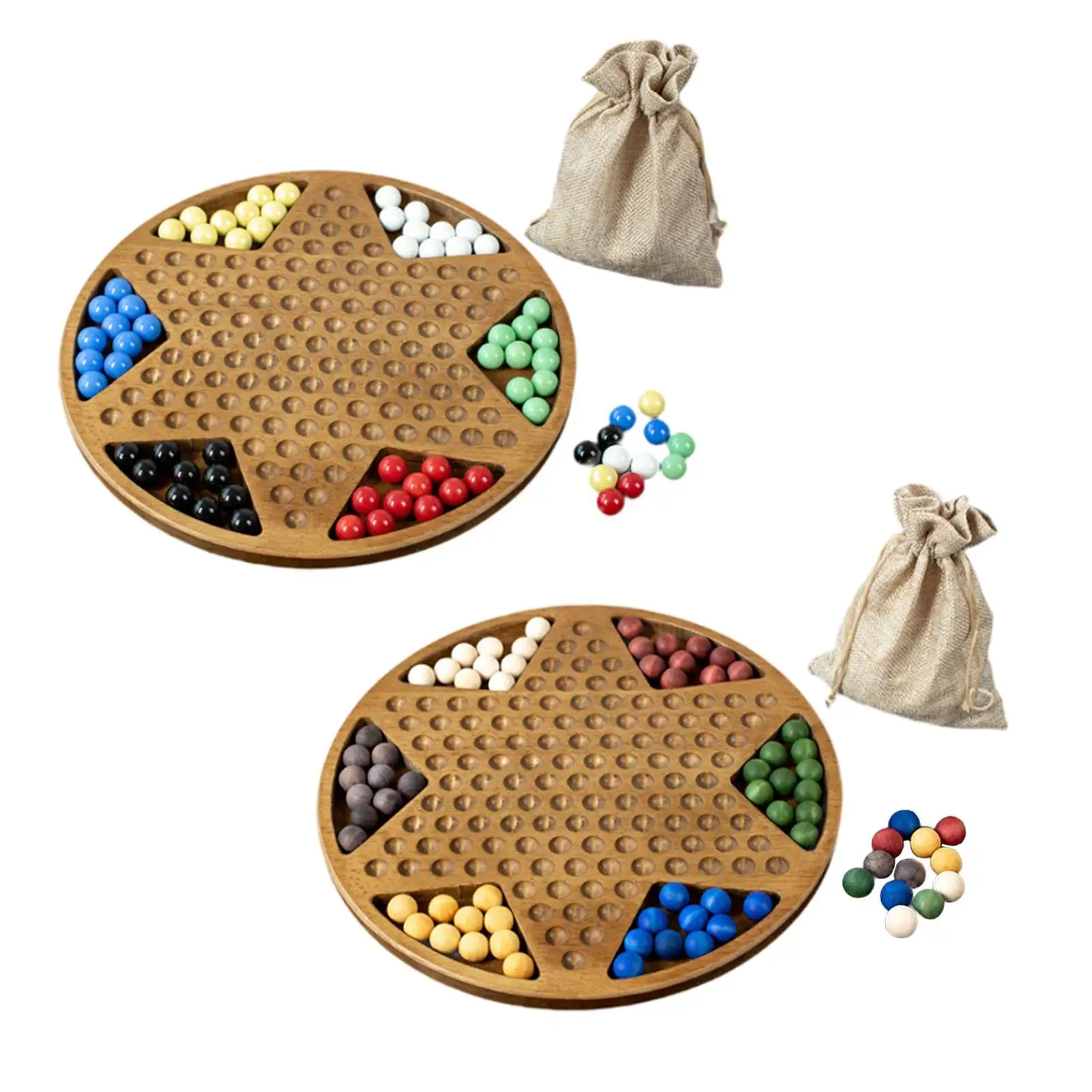 Wooden Chinese Checkers Marble Jumping Game for Kids Adults Board Games Classic Strategy Game