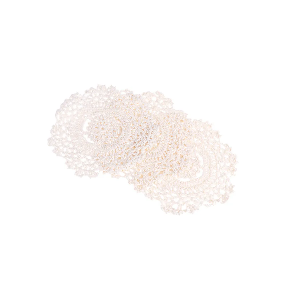 3Pcs 14Cm Round Lace Crochet Coasters Handmade Vintage Style Reusable Washable Cotton Cup Mats for Home Decor Gifts Brunch
