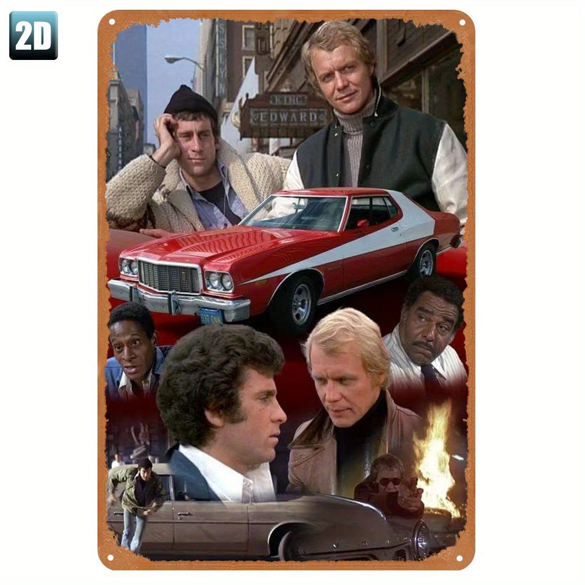 Póster de película Starsky & Hutch en metal - Recuerdo de la serie télévisée classique, 20,32x30,48 cm, Arte mural decorativo en f