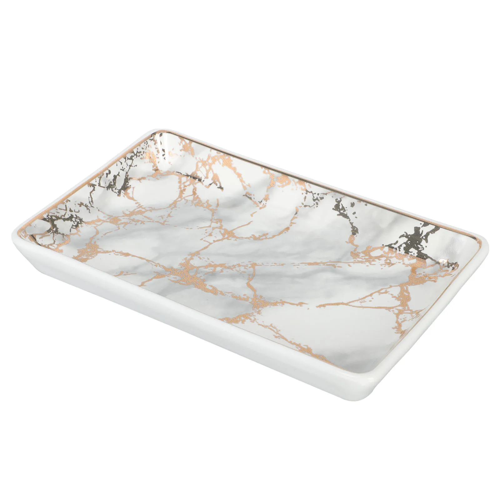 

Smooth Surface Marble Pattern Tray Rectangular Vanity Organizer Material Cosmetics Keys Cups Home Decor