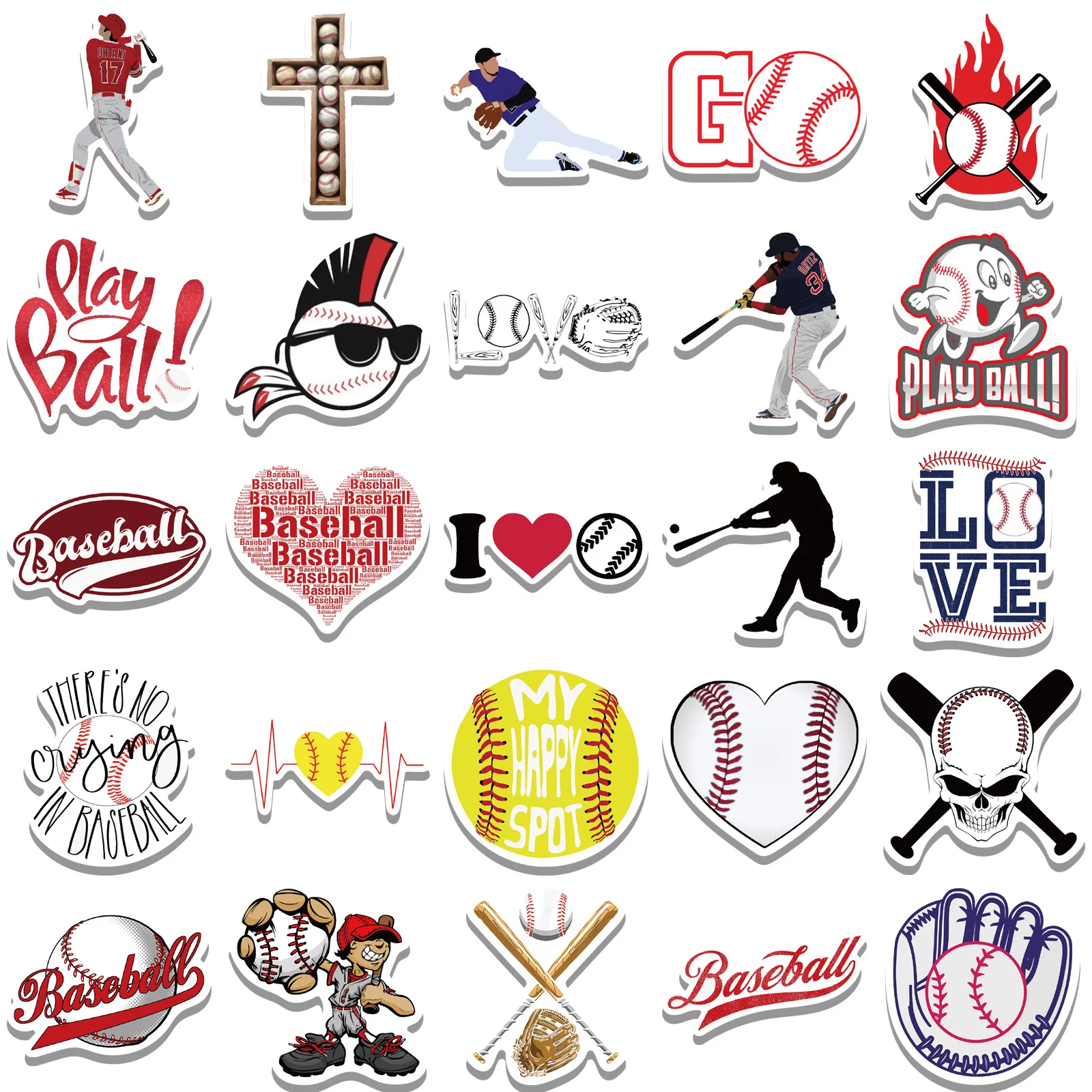 

52PCS Cartoon Baseball Sport Graffiti Stickers Decorate Laptop Guitar Suitcase Waterproof Stickers DIY Children's Toys Decals